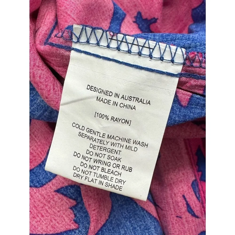 Abel the Label Floral Pink Blue Cassidy Maxi Skirt Side Slits Women’s Medium